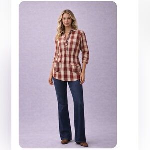 FREE PEOPLE Dobby Matador Popover Plaid Tunic